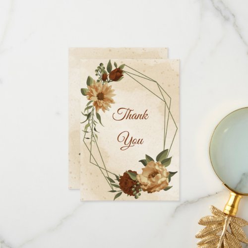 rustic terracotta earth tone floral thank you card
