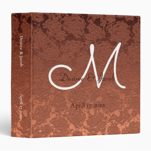 Rustic Terracotta Elegant Fall Wedding Monogram 3 Ring Binder