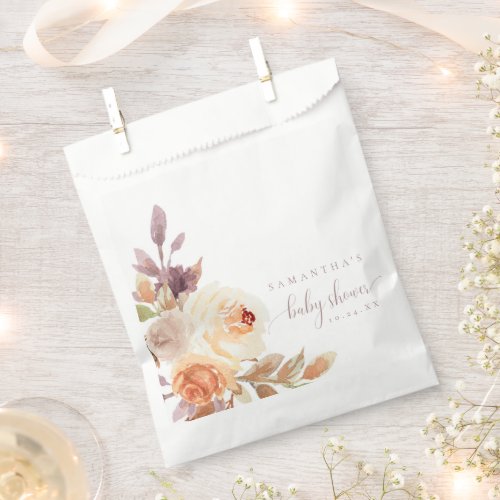 Rustic Terracotta Fall Floral Baby Shower Favor Bag