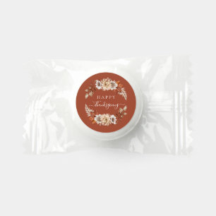 Rustic Terracotta Fall Floral Happy Thanksgiving Life Saver® Mints