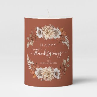 Rustic Terracotta Fall Leaves Happy Thanksgiving