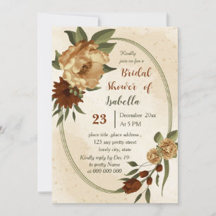 rustic terracotta floral botanical bridal shower invitation