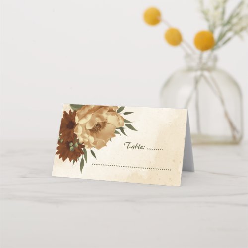 rustic terracotta floral botanical wedding place card