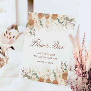 Rustic Terracotta Floral Flower Bar Pedestal Sign