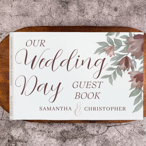 Rustic Terracotta Floral  Foliage Wedding Guest Book