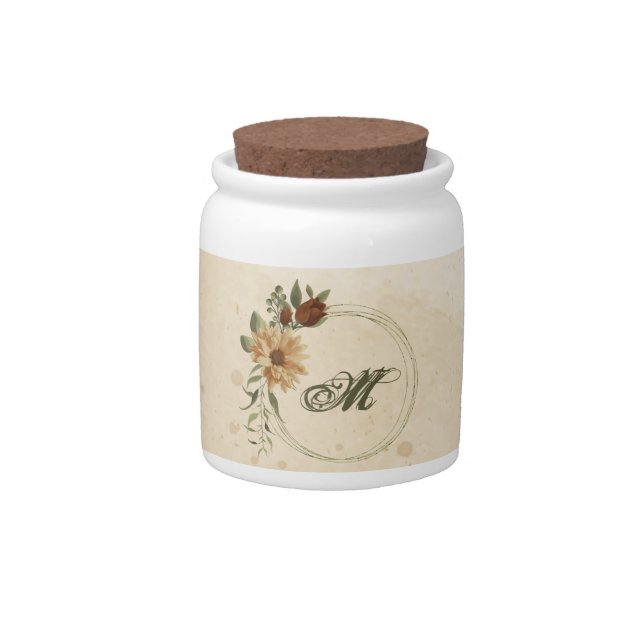 rustic terracotta floral greenery candy jar (Front)