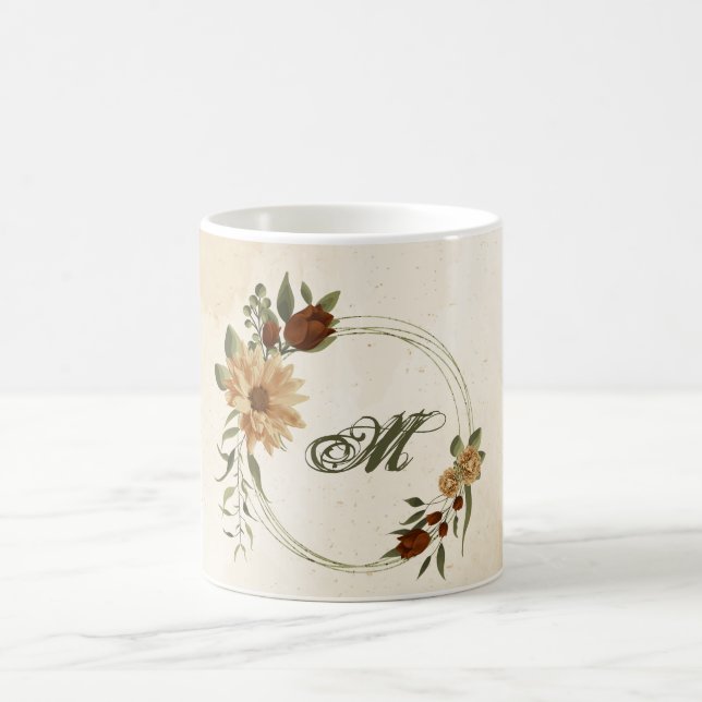 rustic terracotta floral greenery coffee mug (Center)