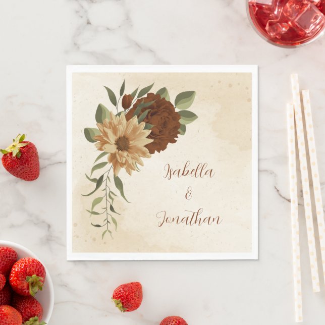 rustic terracotta floral greenery napkins (Insitu)