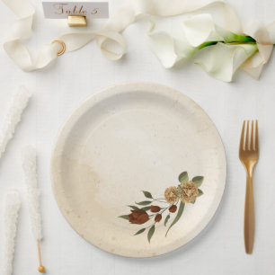 rustic terracotta floral greenery paper plates