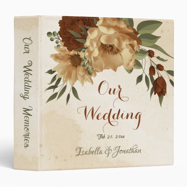 rustic terracotta floral greenery photo album 3 ri 3 ring binder (Front/Spine)