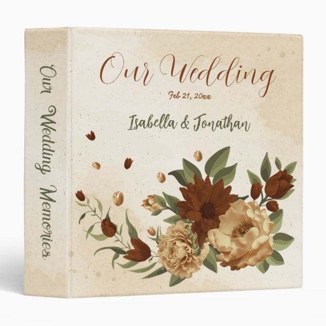 rustic terracotta floral greenery photo album 3 ring binder (Front/Spine)