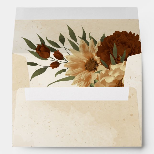 rustic terracotta floral greenery wedding envelope (Back (Bottom))