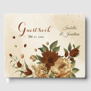 rustic terracotta floral greenery wedding guest book