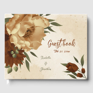 rustic terracotta floral greenery wedding guest book