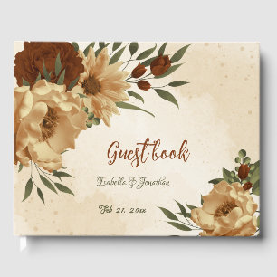 rustic terracotta floral greenery wedding guest book
