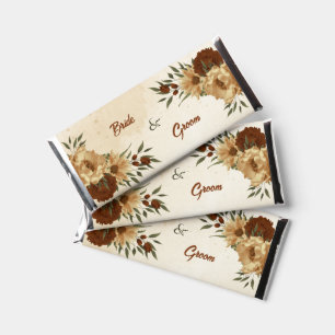 rustic terracotta floral greenery wedding hershey bar favors