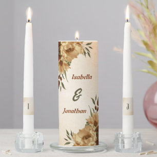 rustic terracotta floral greenery wedding unity candle set