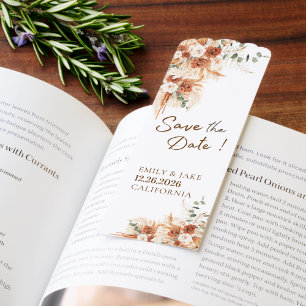 Rustic Terracotta Floral QR Code Save the Date Bookmarks