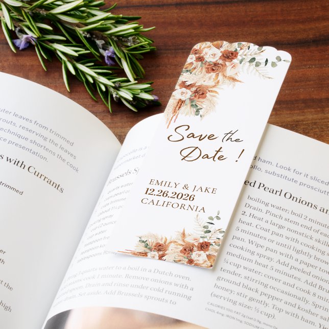 Rustic Terracotta Floral QR Code Save the Date Bookmarks (Creator Uploaded)