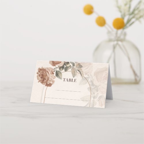 Rustic terracotta floral sage greenery arch place card