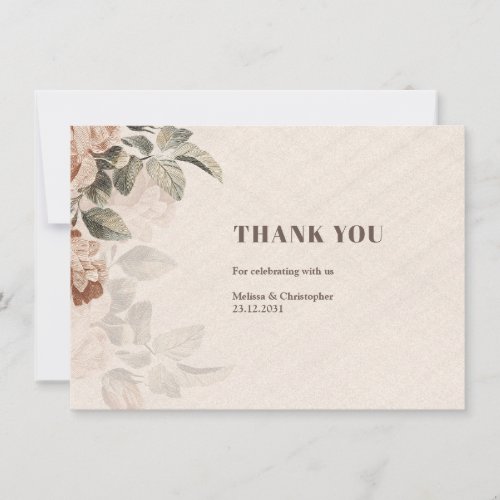 Rustic terracotta floral sage greenery Wedding Thank You Card