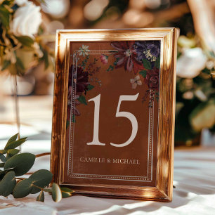 Rustic Terracotta Floral Table Number Sign