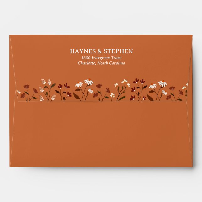 Rustic Terracotta Floral Wedding Envelope (Back (Top Flap))