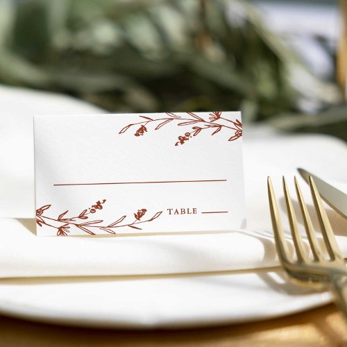 Rustic Terracotta Floral Wildflower Wedding Place Card