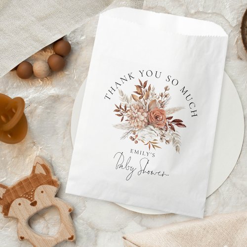Rustic Terracotta Florals Boho Baby Shower Thanks Favor Bag