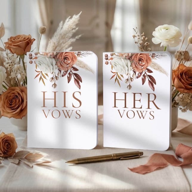 Rustic Terracotta Florals His Her Vows Foil Vow Books (Creator Uploaded)