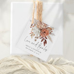 Rustic Terracotta Florals Love Thanks Wedding Favor Tags<br><div class="desc">Rustic Terracotta Florals Love Thanks Wedding. Beautiful autumn colored florals decorate the top,  and Love and Thanks is in a set informal handwritten style. Easily personalise your names and wedding date and your message to your guests on the back.</div>