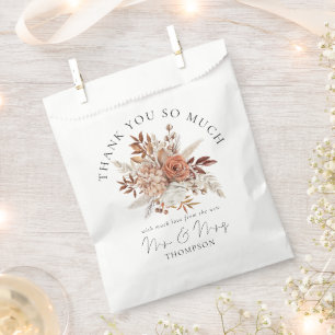 Rustic Terracotta Florals New Mr Mrs Thank You  Favor Bag