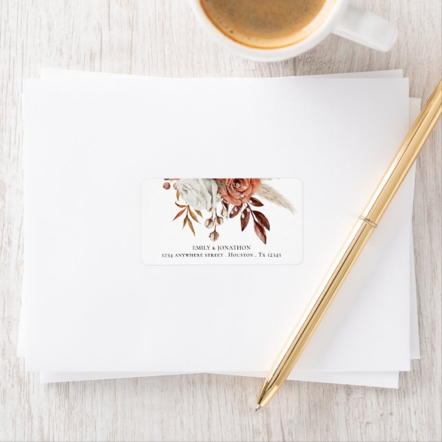 Rustic Terracotta Florals Return Address Label (Insitu)