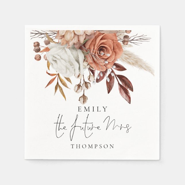 Rustic Terracotta Florals The Future Mrs Napkins (Front)