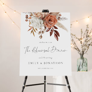 Rustic Terracotta Florals Welcome Rehearsal Dinner Foam Board