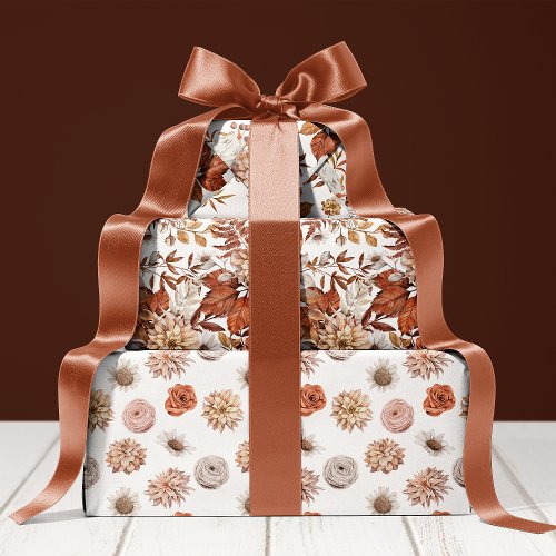 Rustic Terracotta Flowers And Pampas Grass Floral Wrapping Paper Sheets