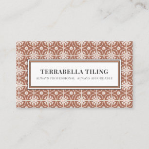 Rustic Terracotta Geometric Tile Pattern Tiling B Business Card