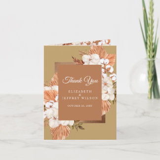 Rustic Terracotta Gold Boho Pampas  Thank You Card