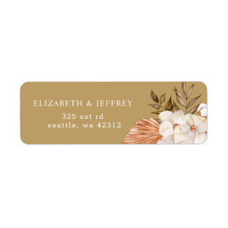Rustic Terracotta Gold Boho Pampas Wedding Label