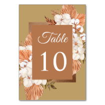 Rustic Terracotta Gold Boho Pampas Wedding Table Number