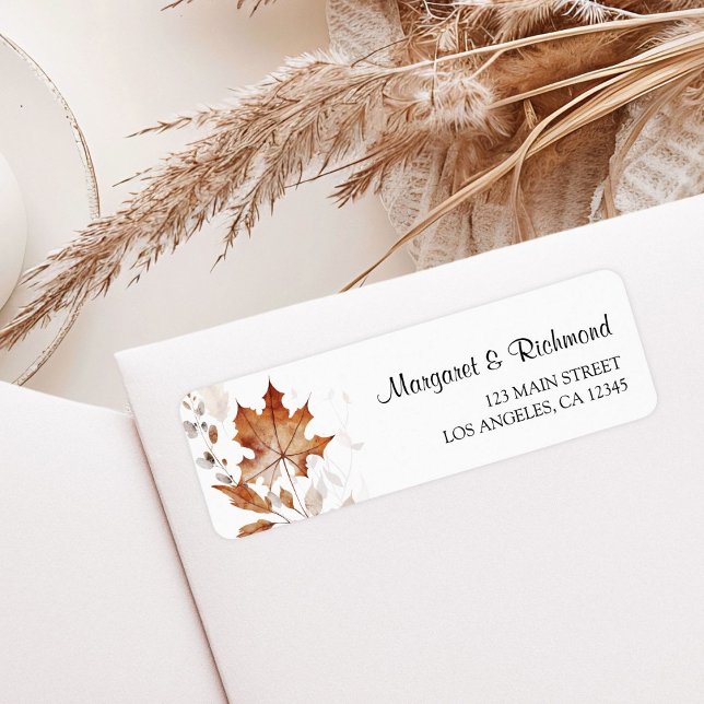 Rustic Terracotta Leaves Fall Wedding Address Label (Creator Uploaded)