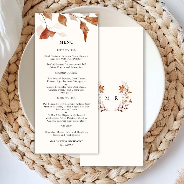 Rustic Terracotta Leaves Fall Wedding Menu (Creator Uploaded)