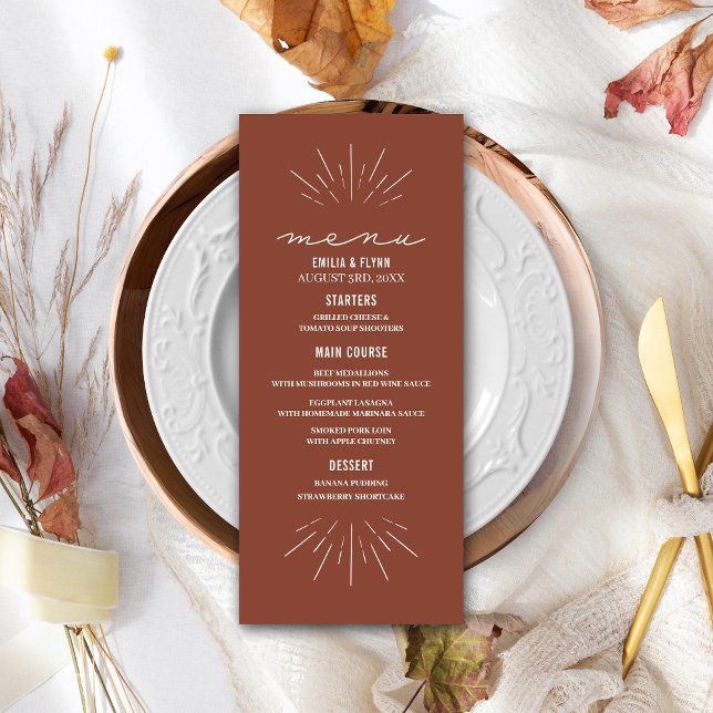 Rustic Terracotta Line Art Wedding Menu (Creator Uploaded)