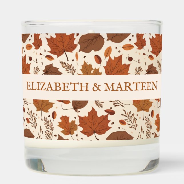 Rustic Terracotta Maple Leaves Autumn Wedding Scented Candle (Right)