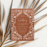 Rustic Terracotta Mexican Wedding Invitation<br><div class="desc">Celebrate your love with this rustic terracotta Mexican wedding invitation featuring traditional papel picado and Talavera designs. Perfect for a boho-inspired or Mexican-themed wedding. Matching items in our store Cava Party Designs.</div>