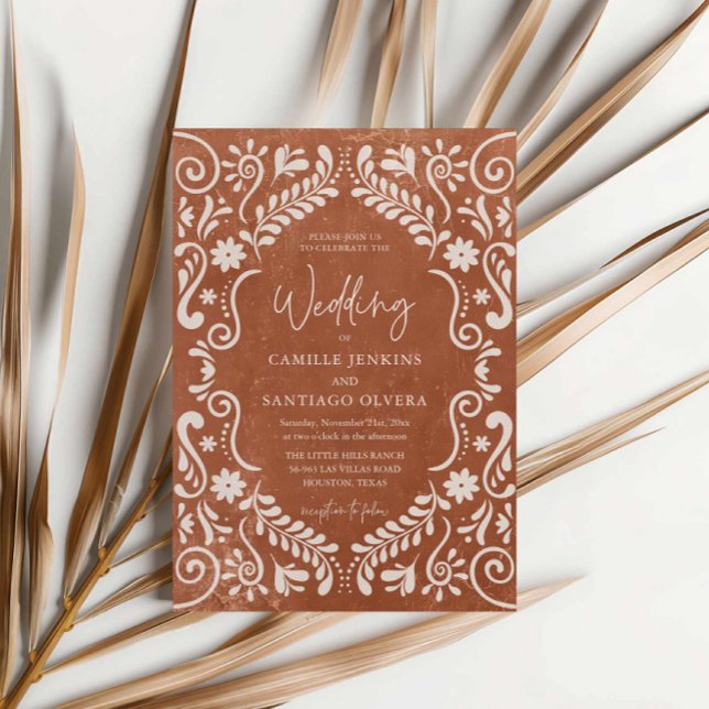 Rustic Terracotta Mexican Wedding Invitation (Rustic Terracotta Mexican Theme Wedding Invitation)