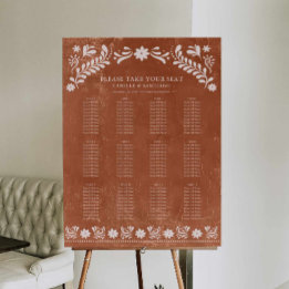Rustic Terracotta Mexican Wedding Seating Chart Foam Board