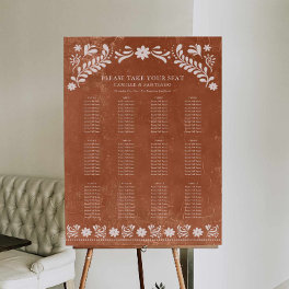 Rustic Terracotta Mexican Wedding Seating Chart Foam Board