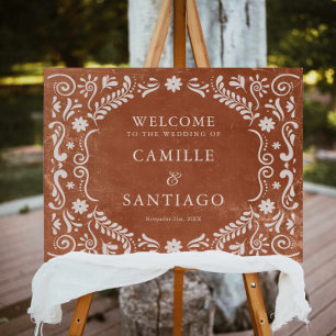 Rustic Terracotta Mexican Wedding Welcome Sign
