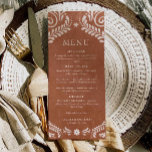 Rustic Terracotta Mexico Menu Card<br><div class="desc">Showcase your unique wedding style with this terracotta menu card,  featuring a rustic Mexican papel picado design. Perfect for couples looking to bring warm,  earthy tones and traditional charm to their reception tables. For more coordinating items please visit our Rustic Destination Wedding Collection</div>